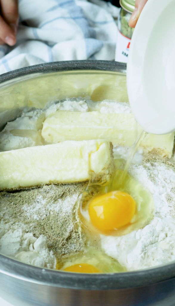 Add the butter, milk, and eggs into the mixture. Roht